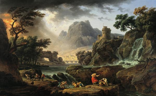 Emile Jean Horace Vernet Mountain Landscape with Approaching Storm